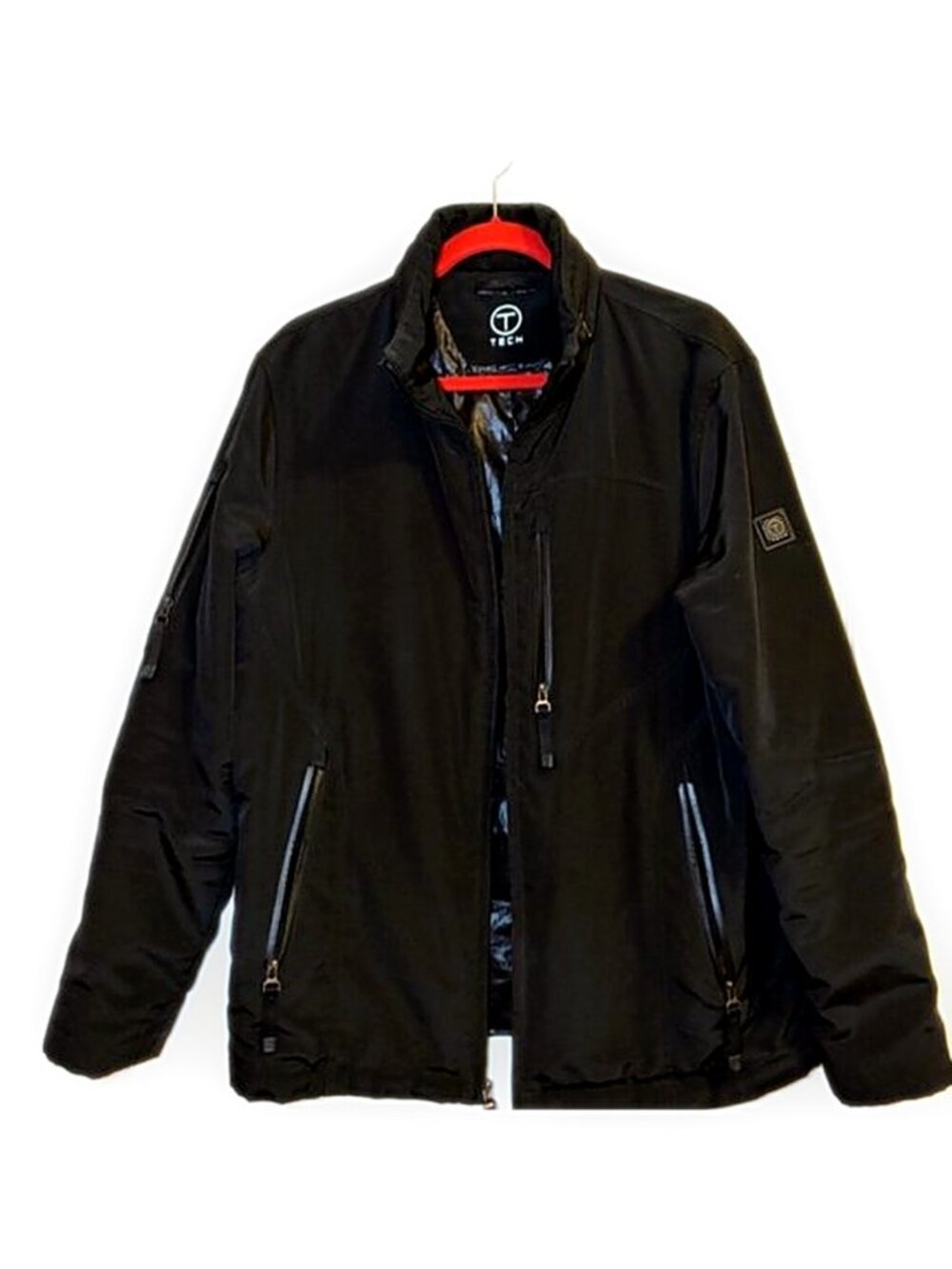 Tumi T-Tech Jacket Water Resistant Warm Hidden Hood Jacket Size Medium Black
